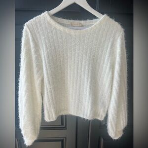 Altar'd State Crew Neck Eyelash Medium Cream Sweater